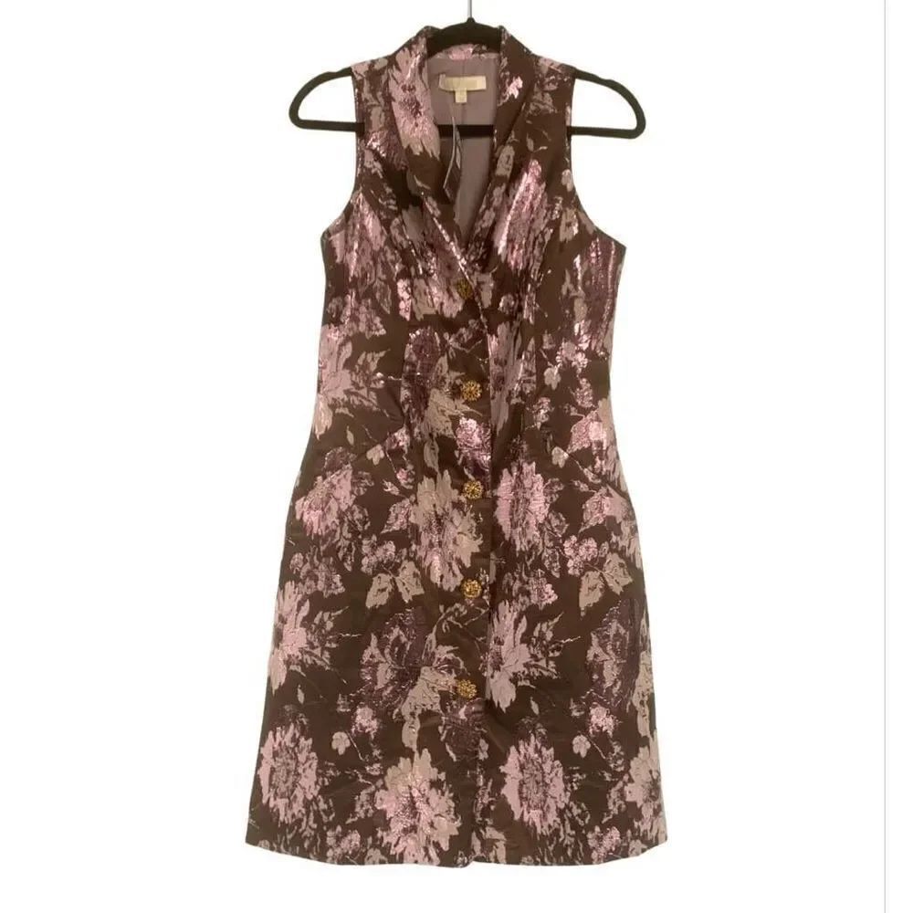 Etcétéra Floral Brocade Button Down Dress